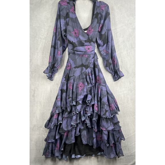 Anthropologie Navy and Purple Floral Maxi Dress - Picture 2 of 9